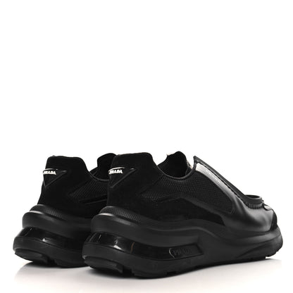 Prada Brushed Calfskin Mens Systeme Sneakers 10 Black 5 of 9