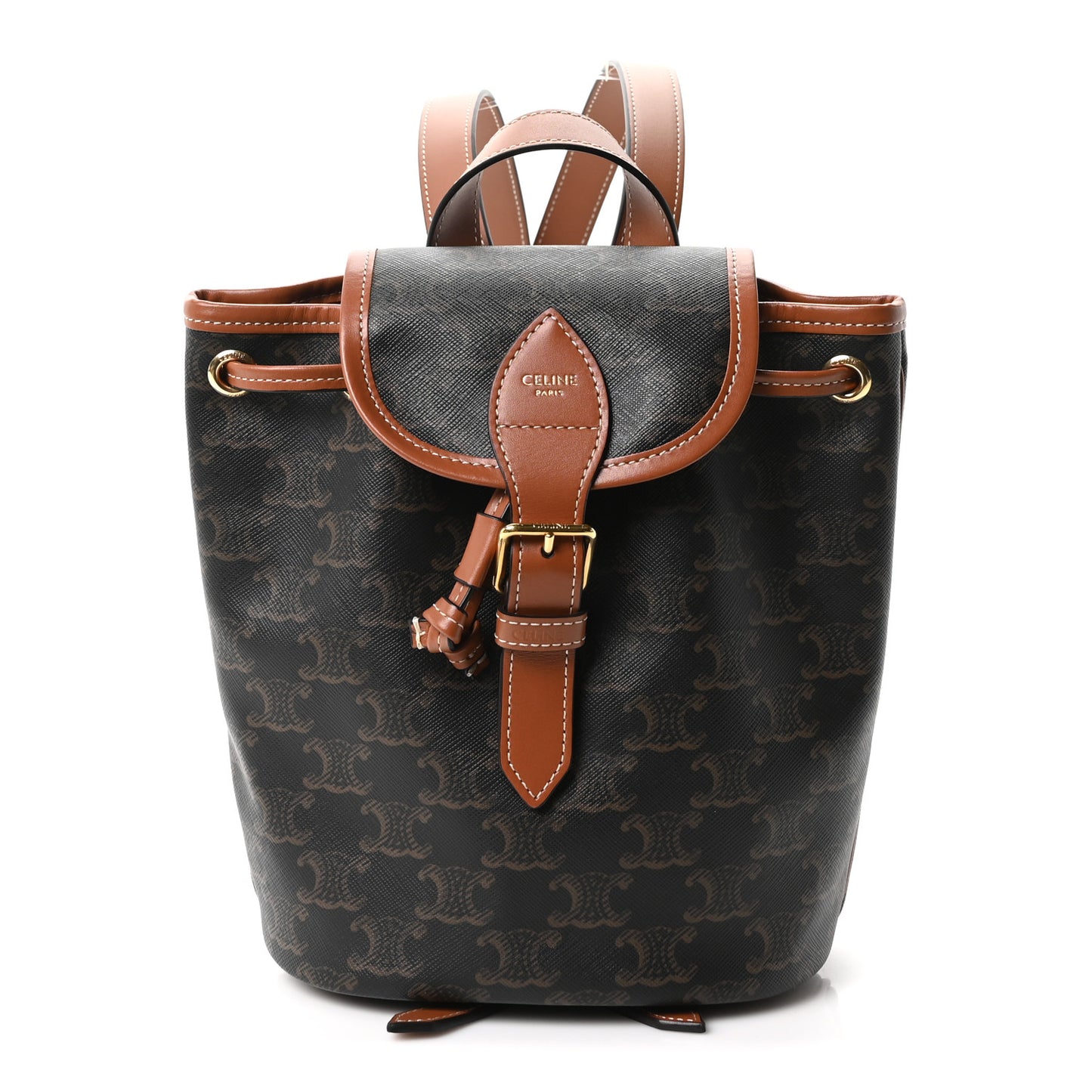 Triomphe Canvas Calfskin Mini Folco Backpack Tan