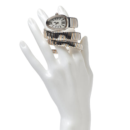 Bulgari Stainless Steel 18K Rose Gold Diamond Bezel 35mm Serpenti Tubogas Double Spiral Quartz Watch 2 of 6