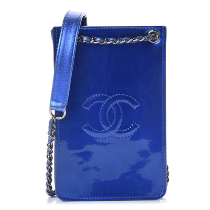 Chanel Metallic Patent Crossbody CC Phone Holder Blue 1 of 9