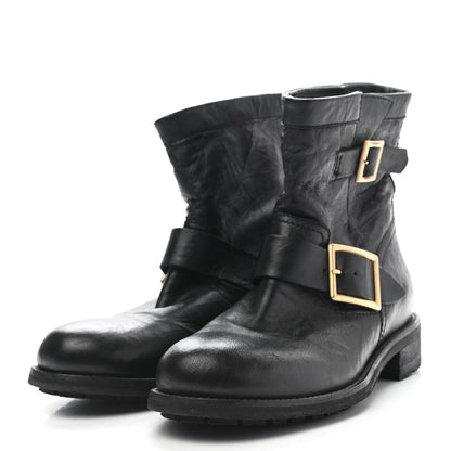 Jimmy Choo Lambskin Biker Boots 38 Black 3 of 8