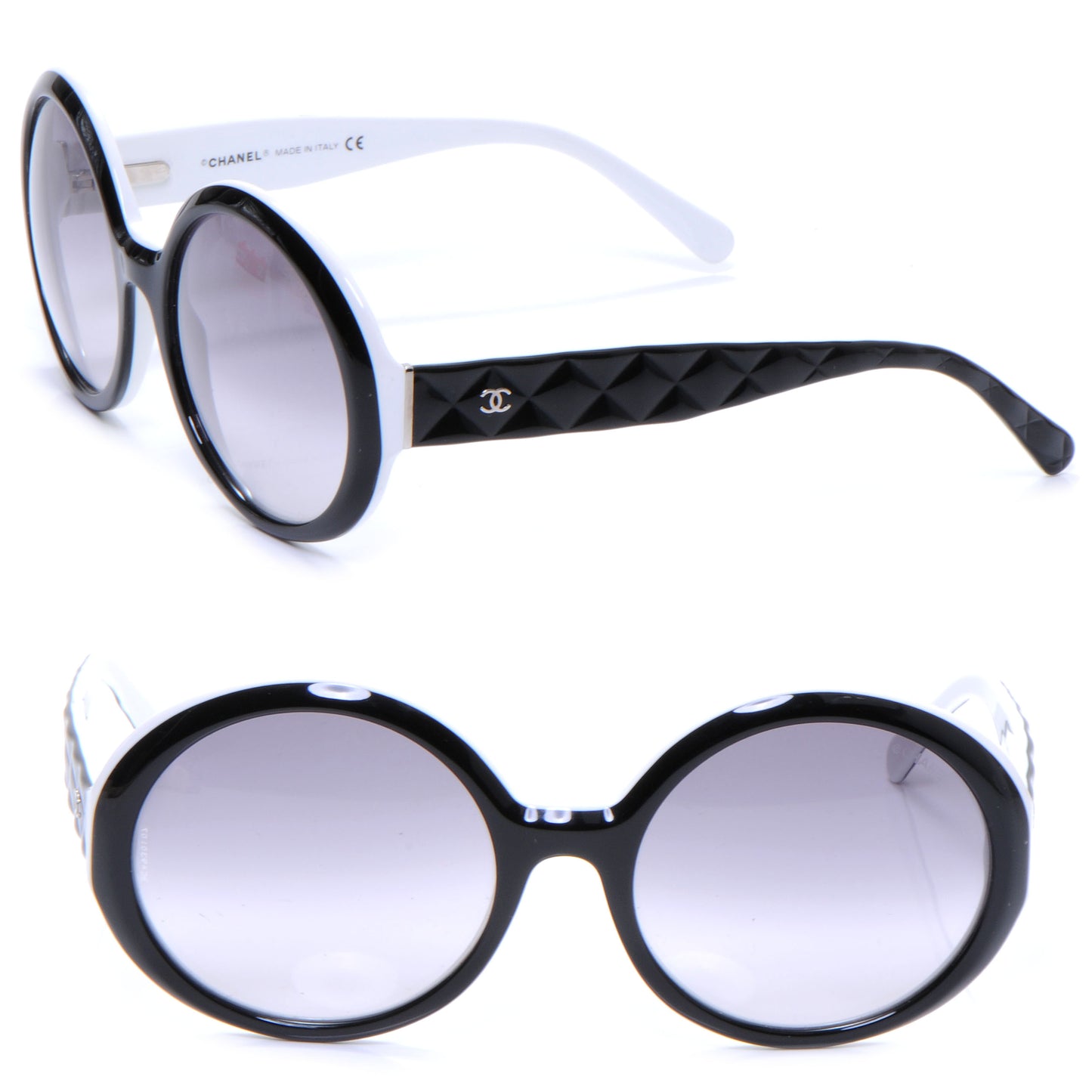 Quilted CC Mod Sunglasses 5120 Black White