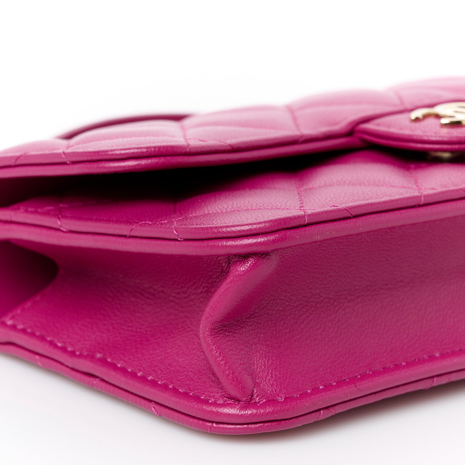Chanel Lambskin Quilted Flap Phone Holder With Chain Fuchsia 10 of 11