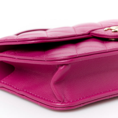 Chanel Lambskin Quilted Flap Phone Holder With Chain Fuchsia 10 of 11