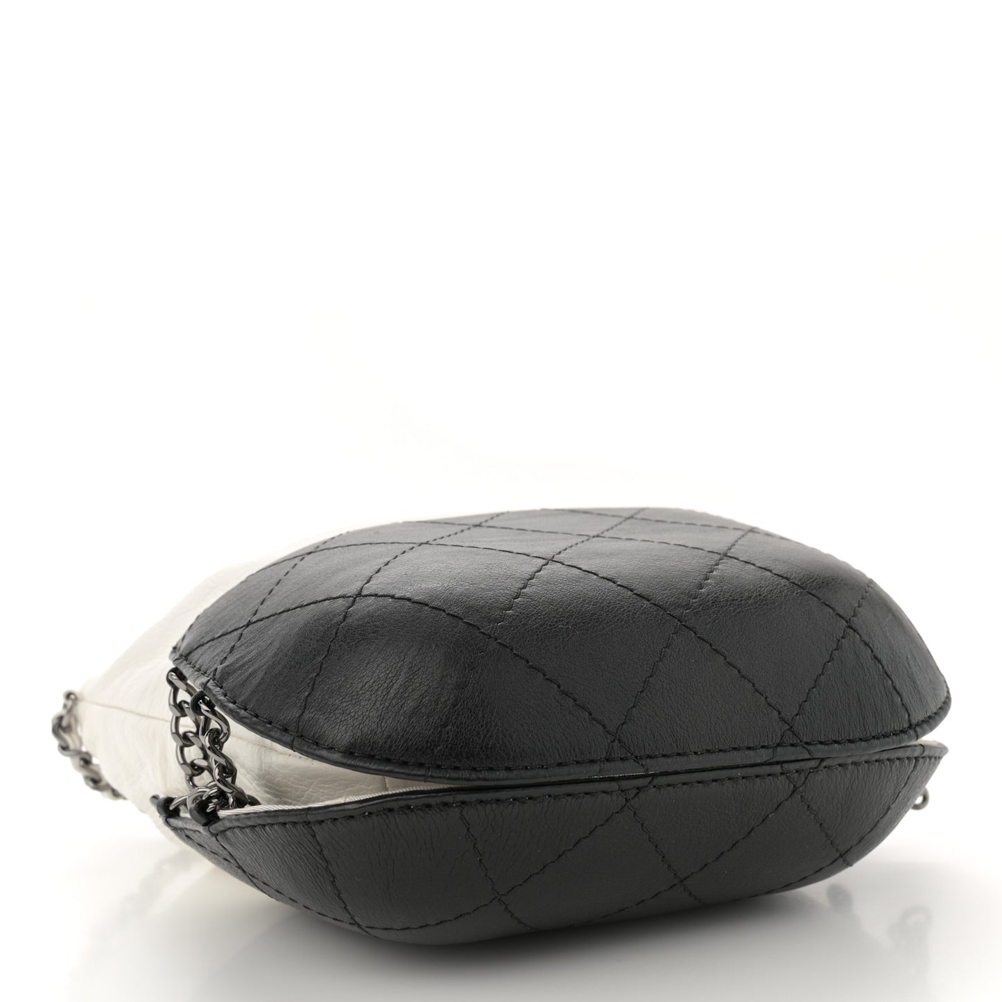 Aged Calfskin Quilted Small Gabrielle Bucket White Black