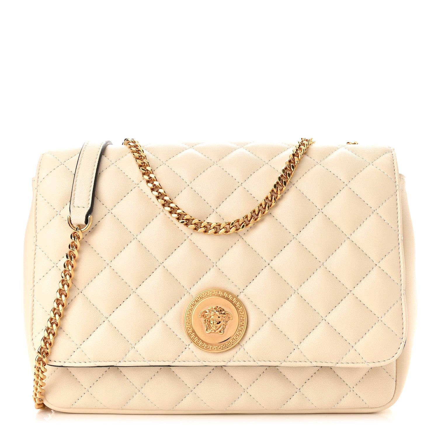 Versace Nappa Quilted Medusa Chain Crossbody Beige 1 of 13