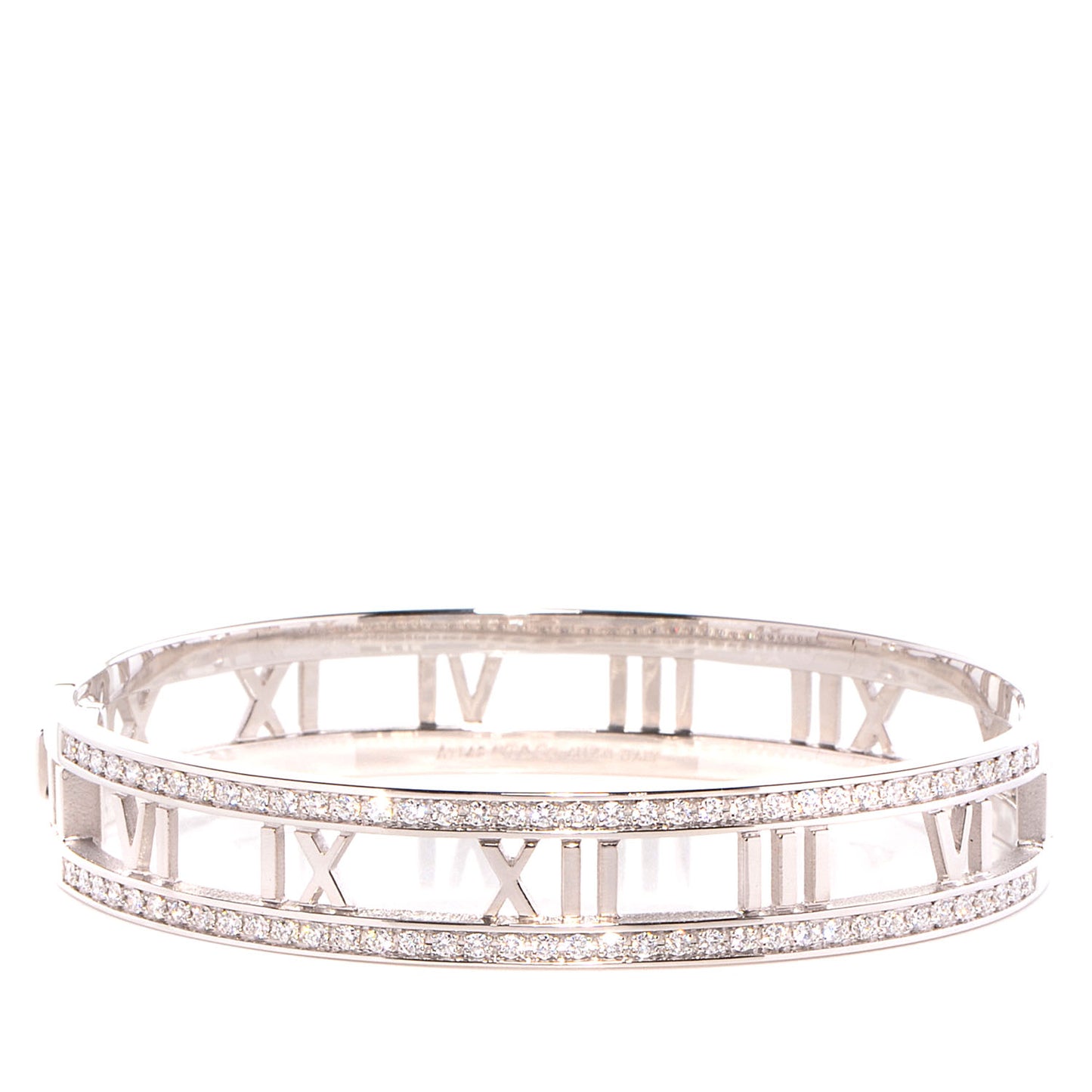 18k White Gold Diamond Atlas Hinged Bangle