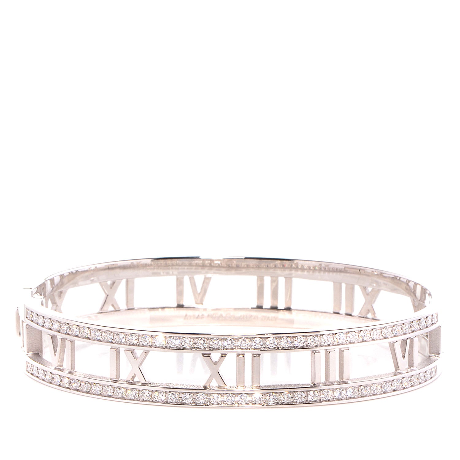 Tiffany 18k White Gold Diamond Atlas Hinged Bangle 1 of 6
