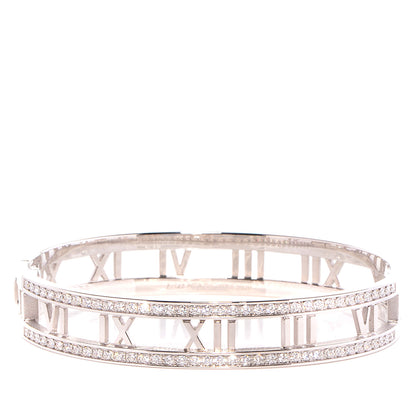 Tiffany 18k White Gold Diamond Atlas Hinged Bangle 1 of 6