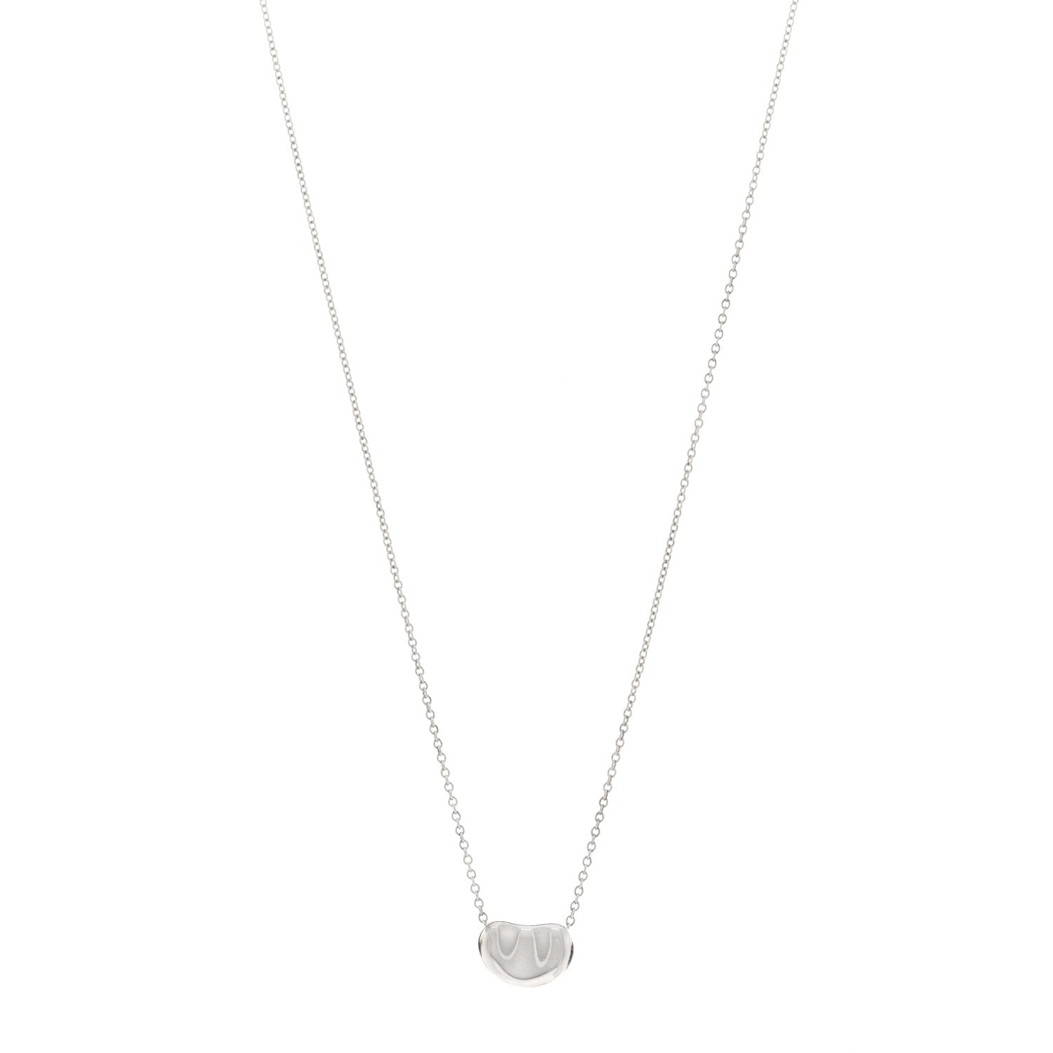 Tiffany Sterling Silver 11mm Elsa Peretti Bean Pendant Necklace 1 of 4