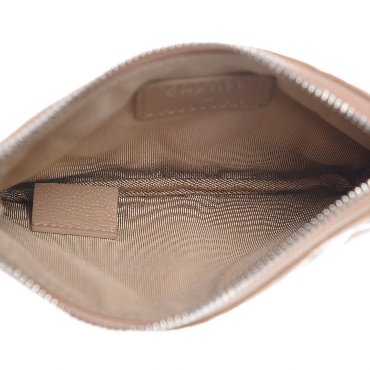 Caviar Quilted Small Cosmetic Case Beige