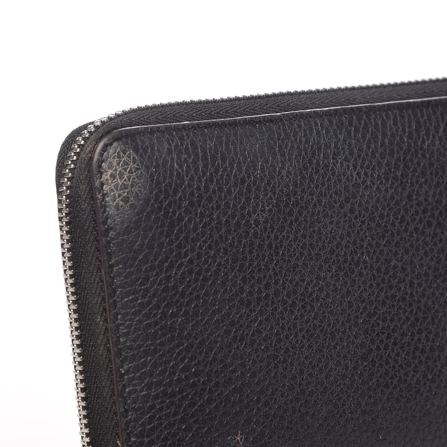 Drummed Calfskin Zip Around Multifunction Wallet Black Citron