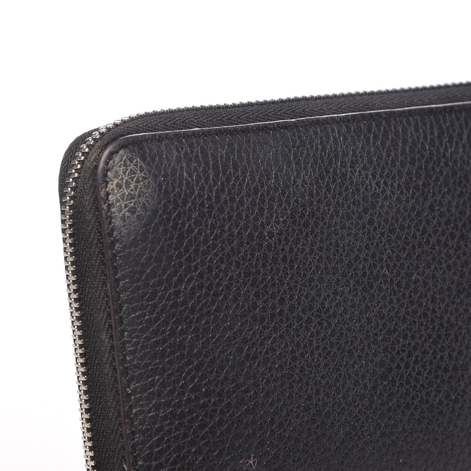 Celine Drummed Calfskin Zip Around Multifunction Wallet Black Citron 9 of 10