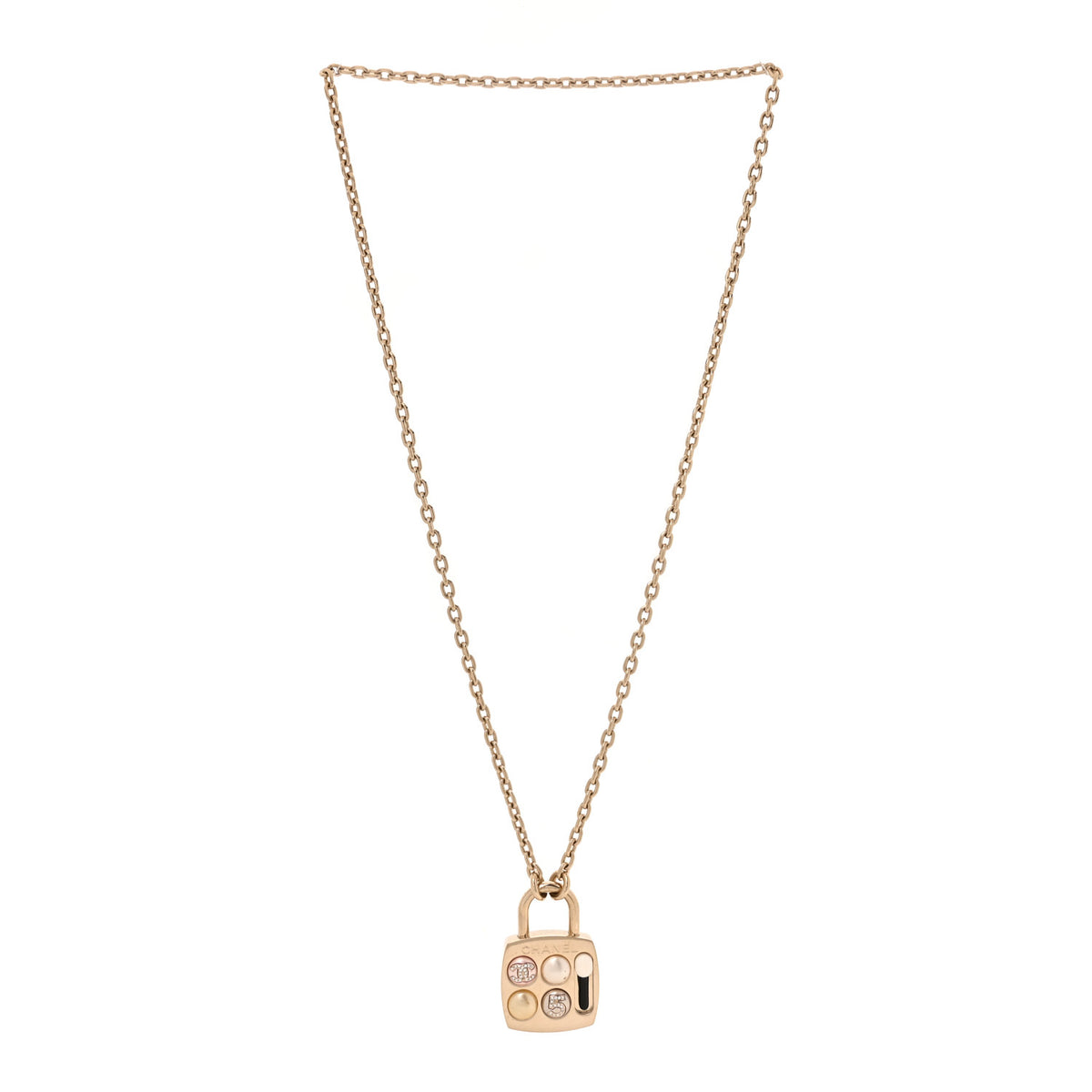 Pearl Resin Crystal CC No 5 Eyeshadow Pendant Necklace Multicolor