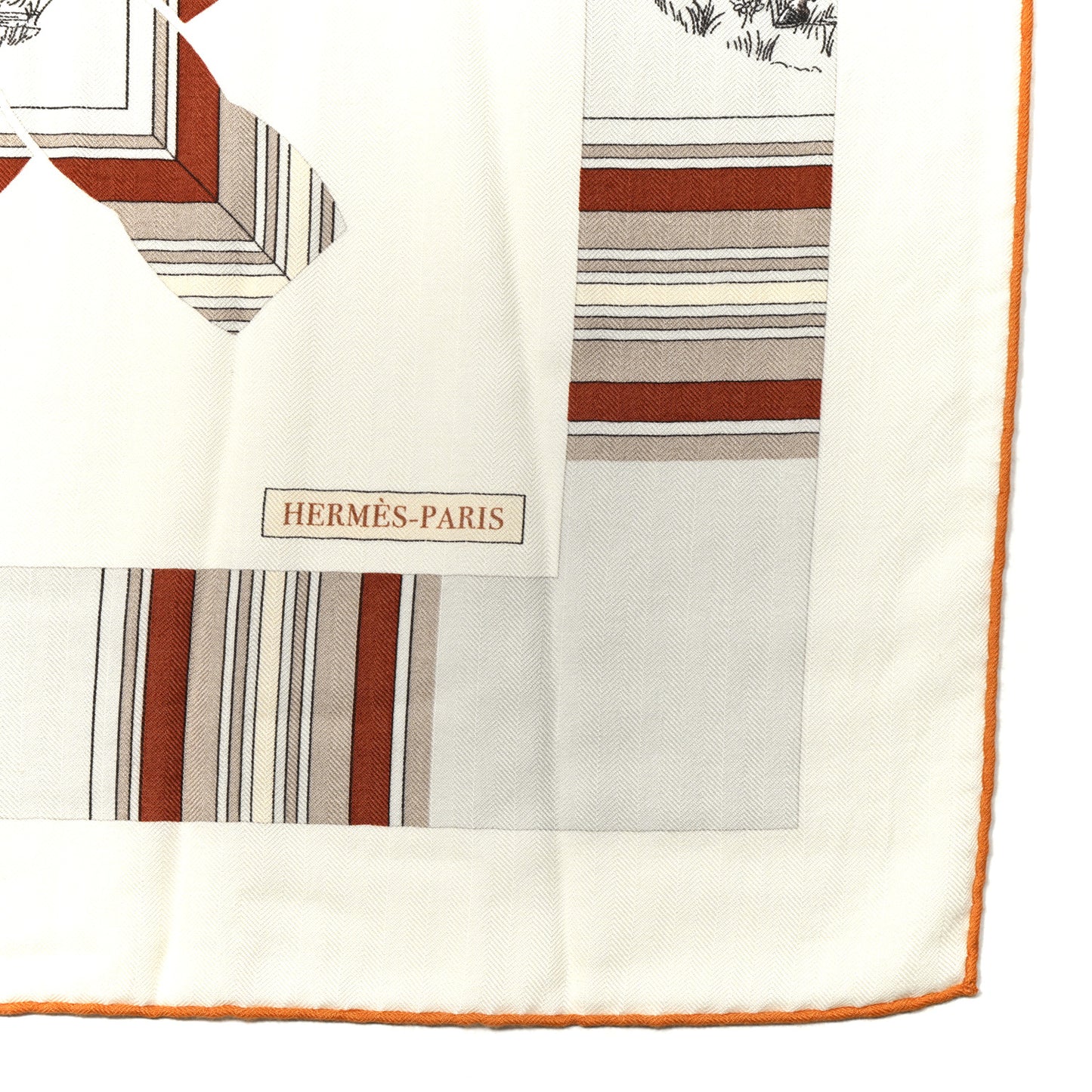 Cashmere Silk Eperon D'Or Et Tenues Shawl 140 White Caramel Orange Cuit