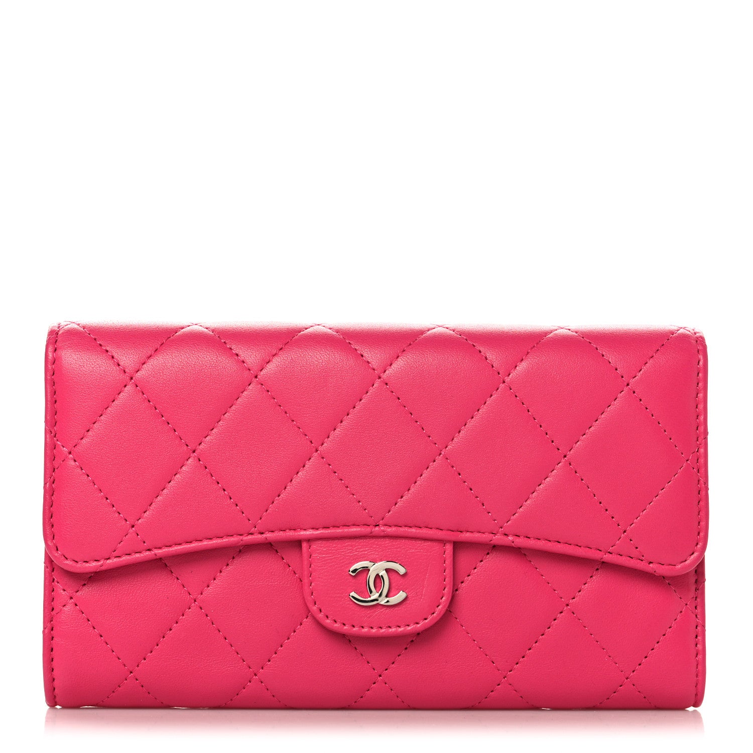 Chanel Lambskin Quilted Large Gusset Flap Wallet Pink 1 of 9
