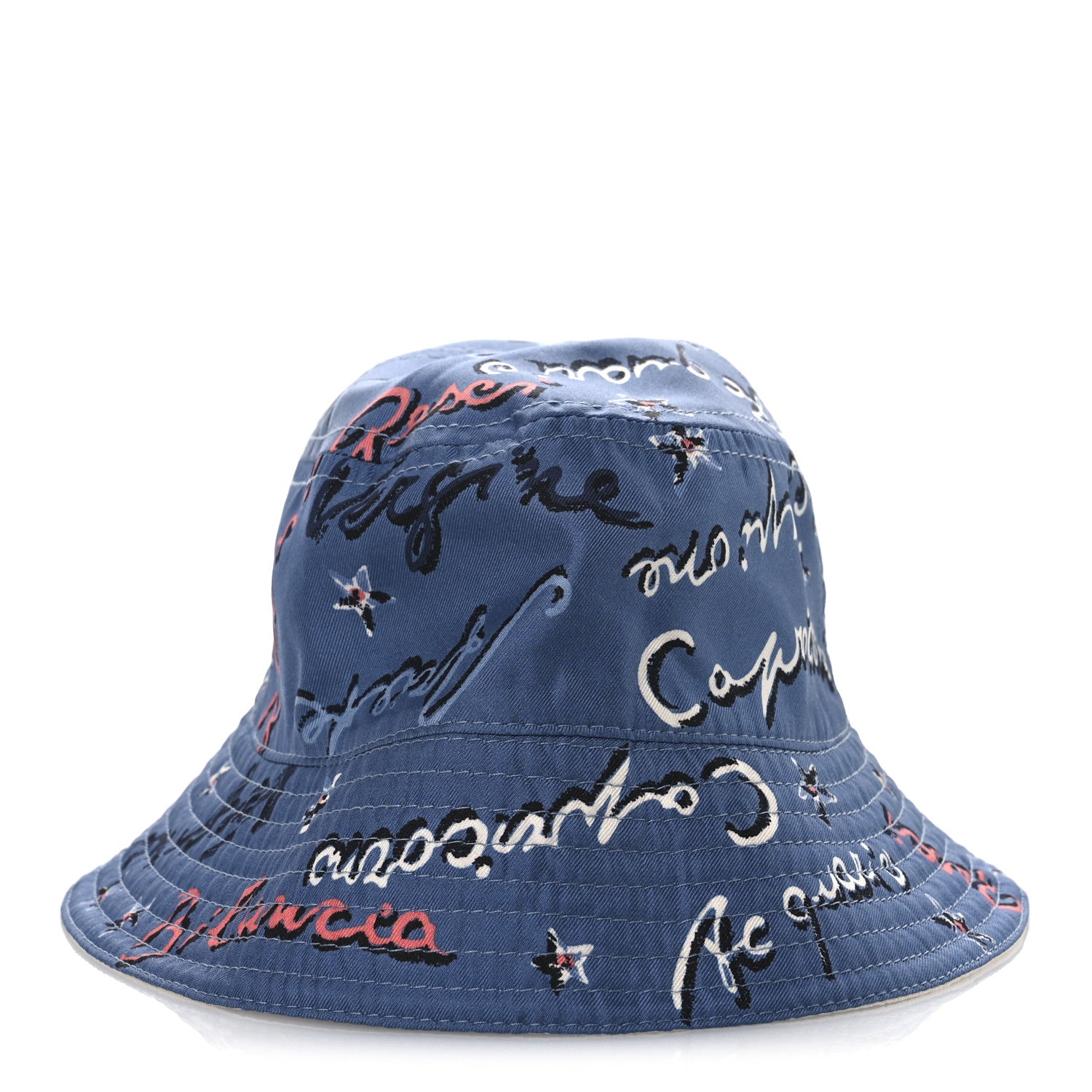 Fendi Silk Zodiac Reversible Bucket Hat S White Blue 5 of 14