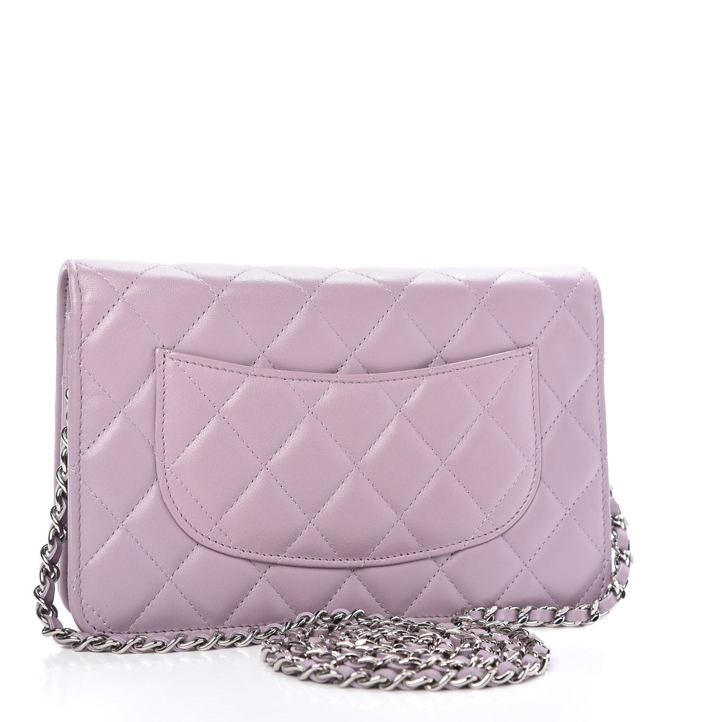 Lambskin Quilted Wallet On Chain WOC Light Purple