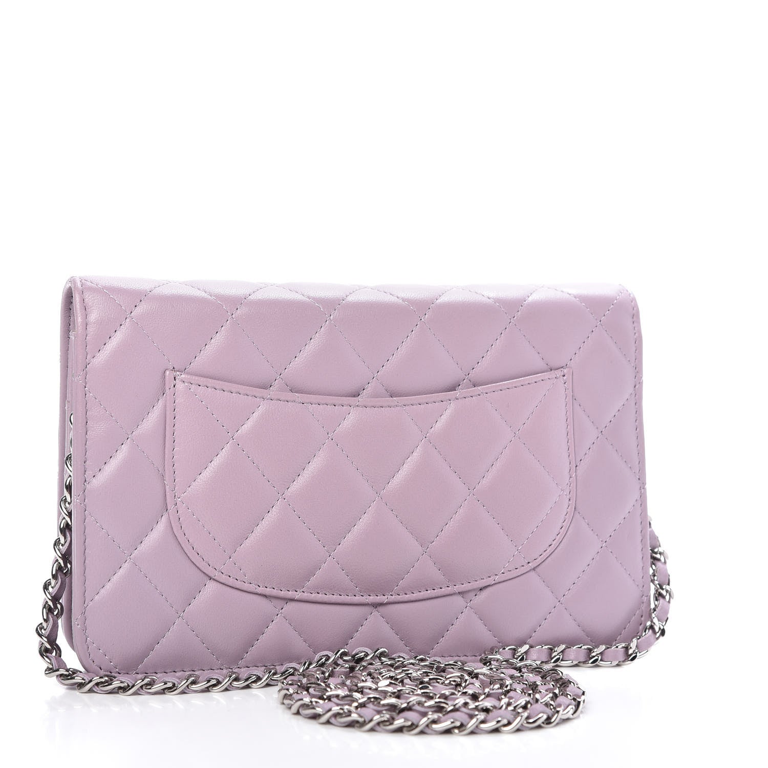 Chanel Lambskin Quilted Wallet On Chain WOC Light Purple 3 of 12