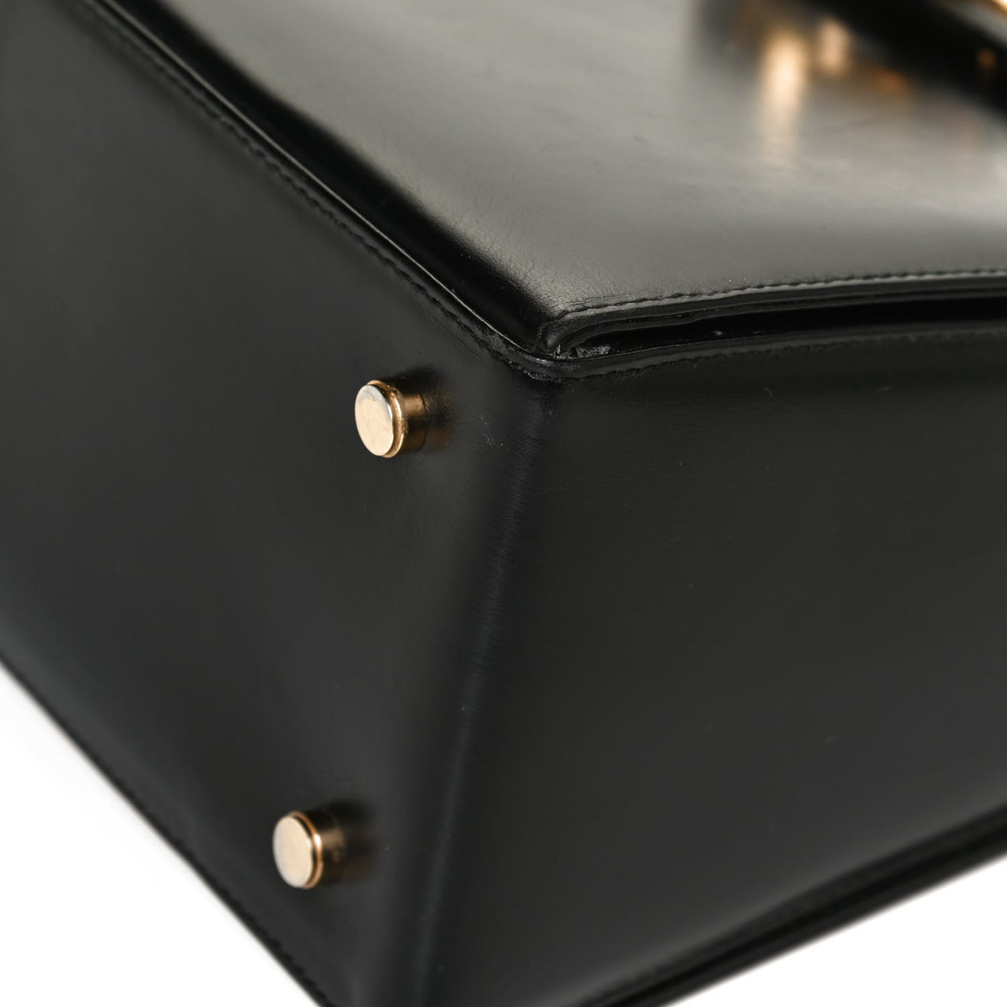Calfskin Gancini 2-Way Top Handle Bag Black