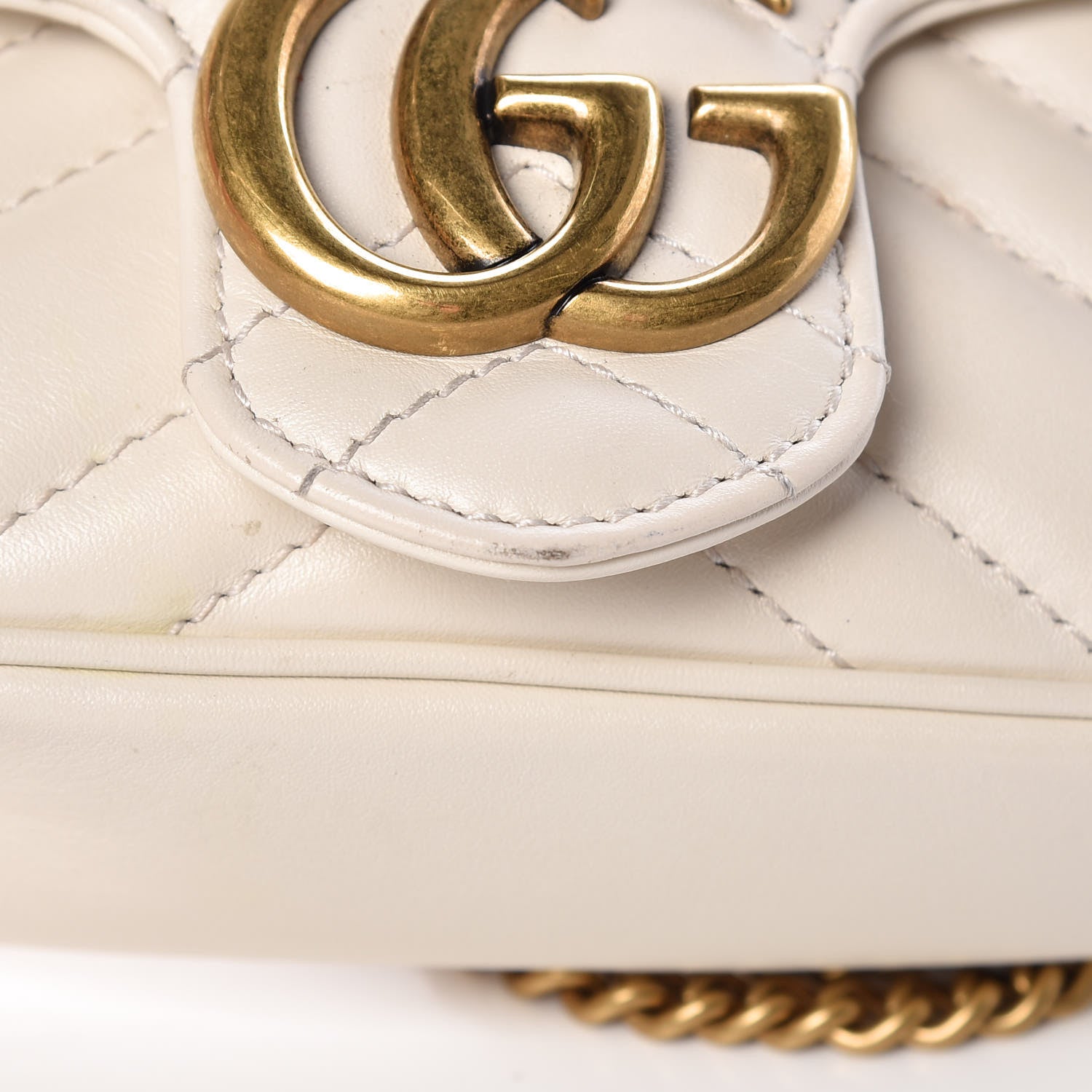 Gucci Calfskin Matelasse Super Mini GG Marmont Shoulder Bag White 12 of 13
