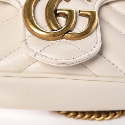 Gucci Calfskin Matelasse Super Mini GG Marmont Shoulder Bag White 12 of 13