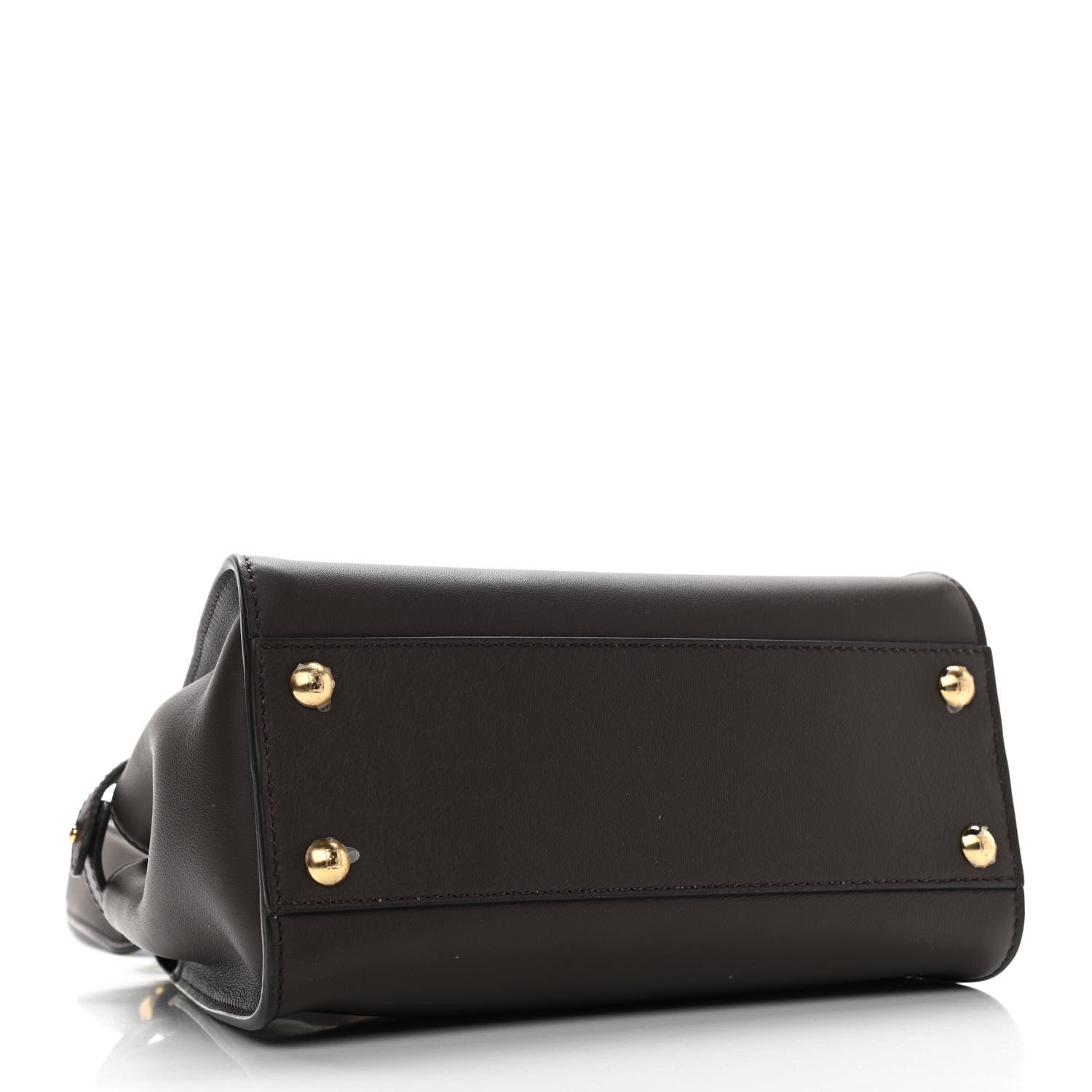 Fendi Vitello Seta Suede FF Mini Peekaboo Iconic Satchel Chocolate Sigaro Marrone 4 of 11