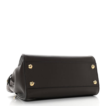 Fendi Vitello Seta Suede FF Mini Peekaboo Iconic Satchel Chocolate Sigaro Marrone 4 of 11