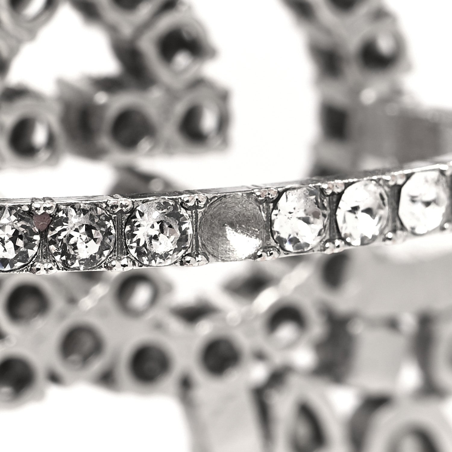 Gucci Metal Crystal Interlocking G Flower Ring M Silver 5 of 5