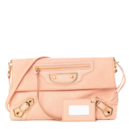 Balenciaga Chevre Gold Metallic Edge Hardware Envelope Clutch Rose Corail 1 of 9