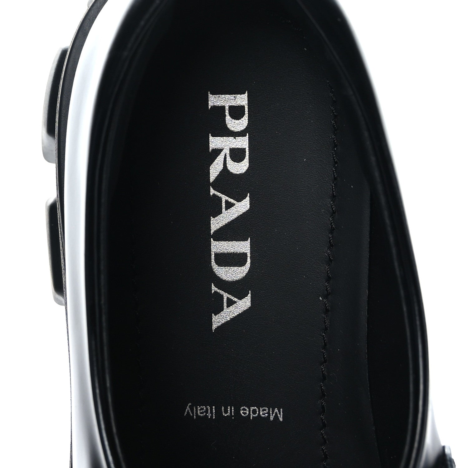 Prada Spazzolato Triangle Logo Monolith Pointy 55mm Loafers 37 Black 7 of 9