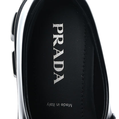 Prada Spazzolato Triangle Logo Monolith Pointy 55mm Loafers 37 Black 7 of 9