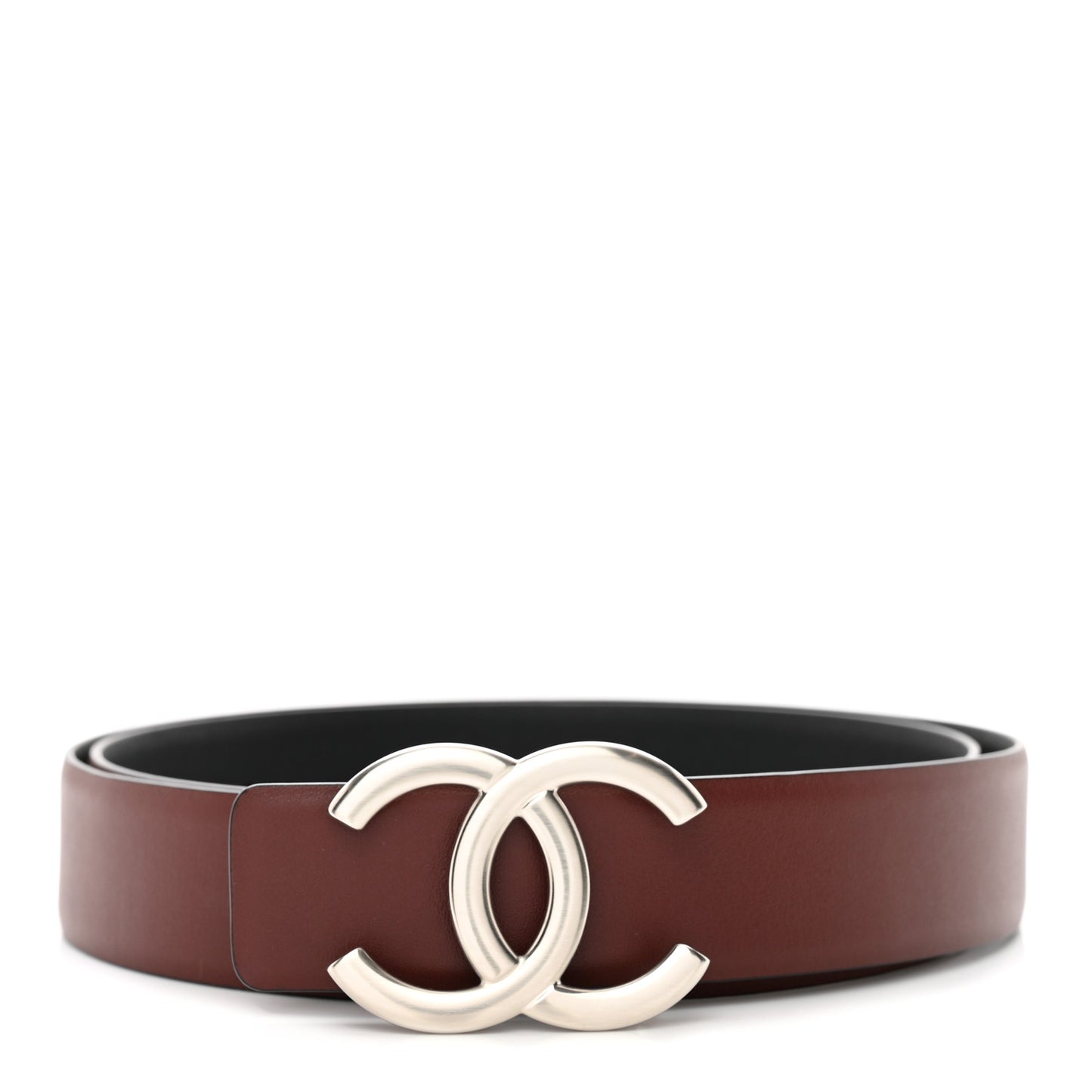 Calfskin CC Reversible Belt 85 34 Black Burgundy
