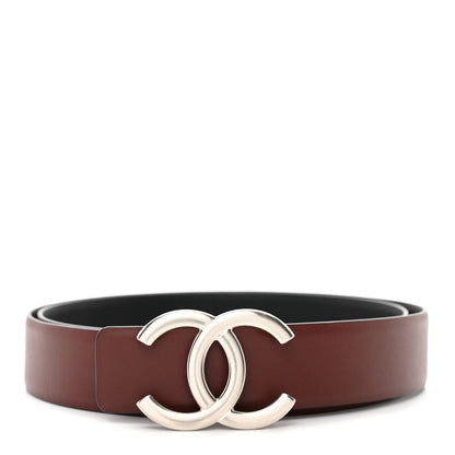 Chanel Calfskin CC Reversible Belt 85 34 Black Burgundy 1 of 6