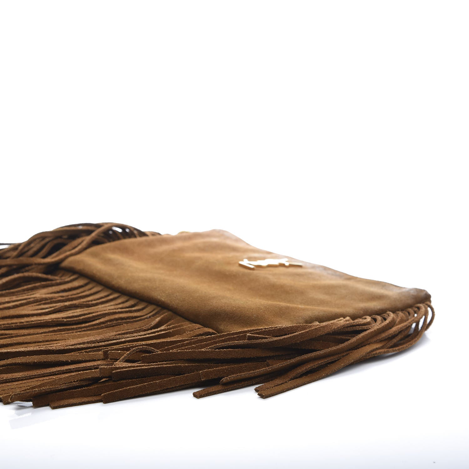 Saint Laurent Suede Calfskin Small Fringe Clutch Brown 10 of 12