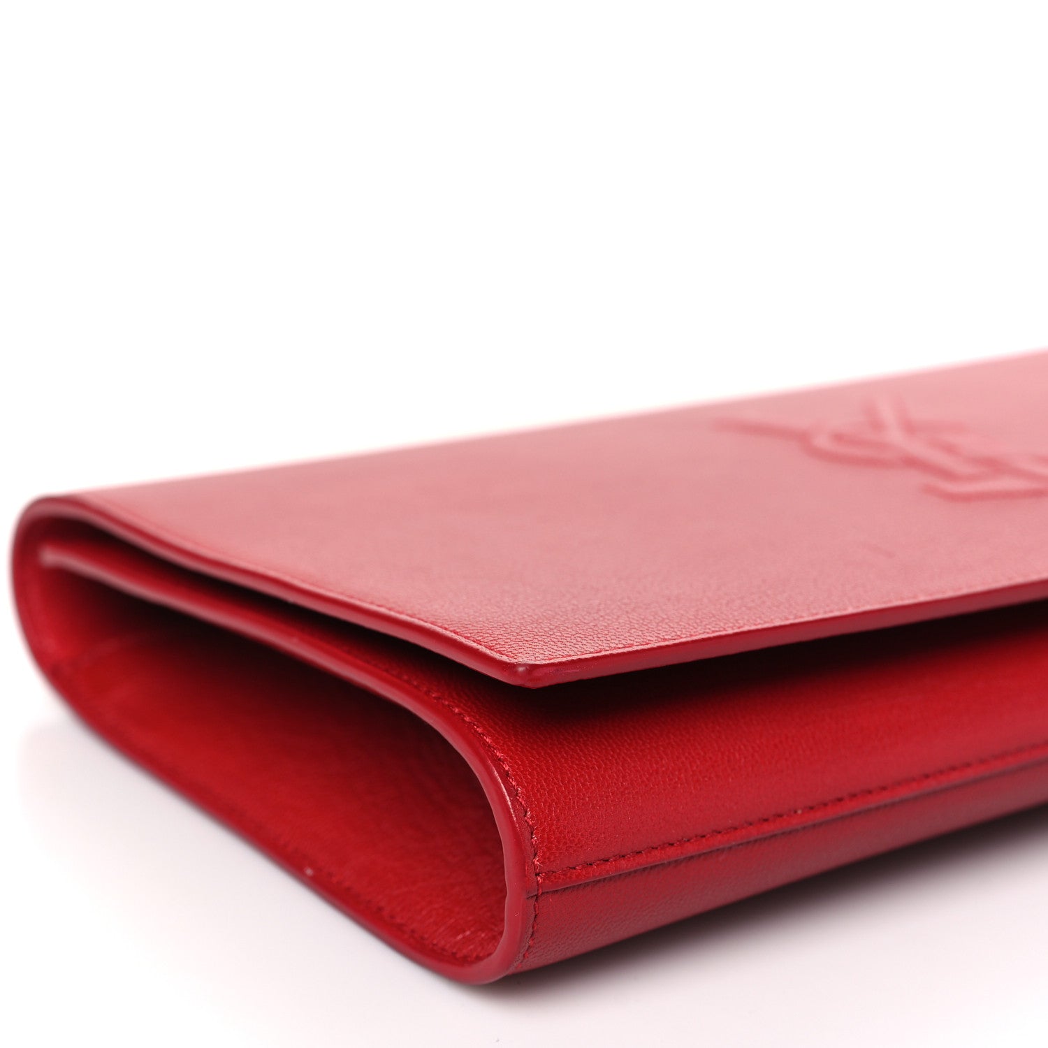 Saint Laurent Calfskin Monogram Large Belle De Jour Clutch Red 8 of 9