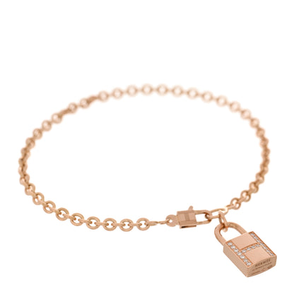 Hermes 18K Rose Gold Diamond Amulettes Cadenas Bracelet ST 1 of 4
