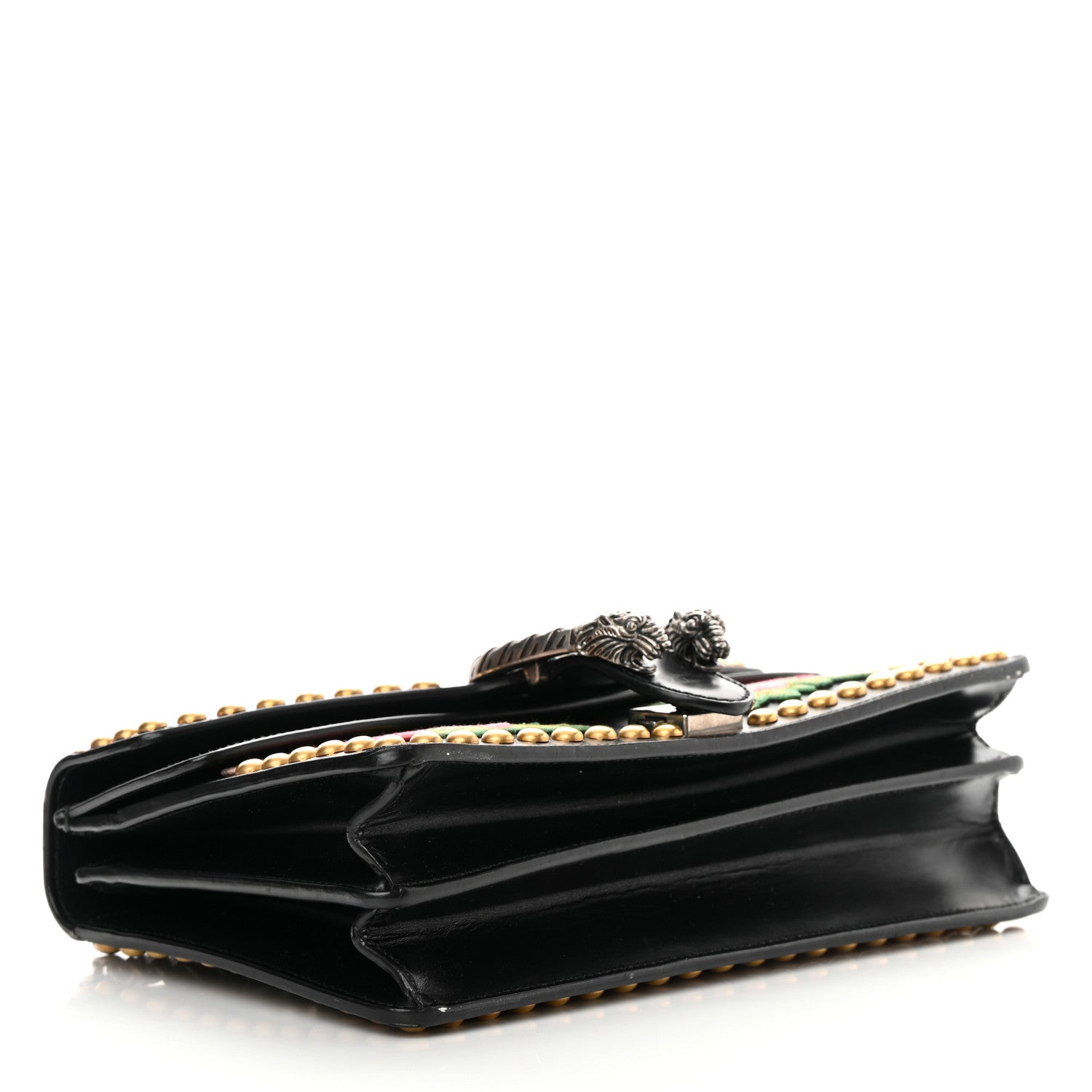 Gucci Calfskin Floral Embroidered Studded Small Dionysus Shoulder Bag Black 4 of 20