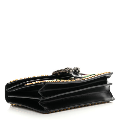 Gucci Calfskin Floral Embroidered Studded Small Dionysus Shoulder Bag Black 4 of 20