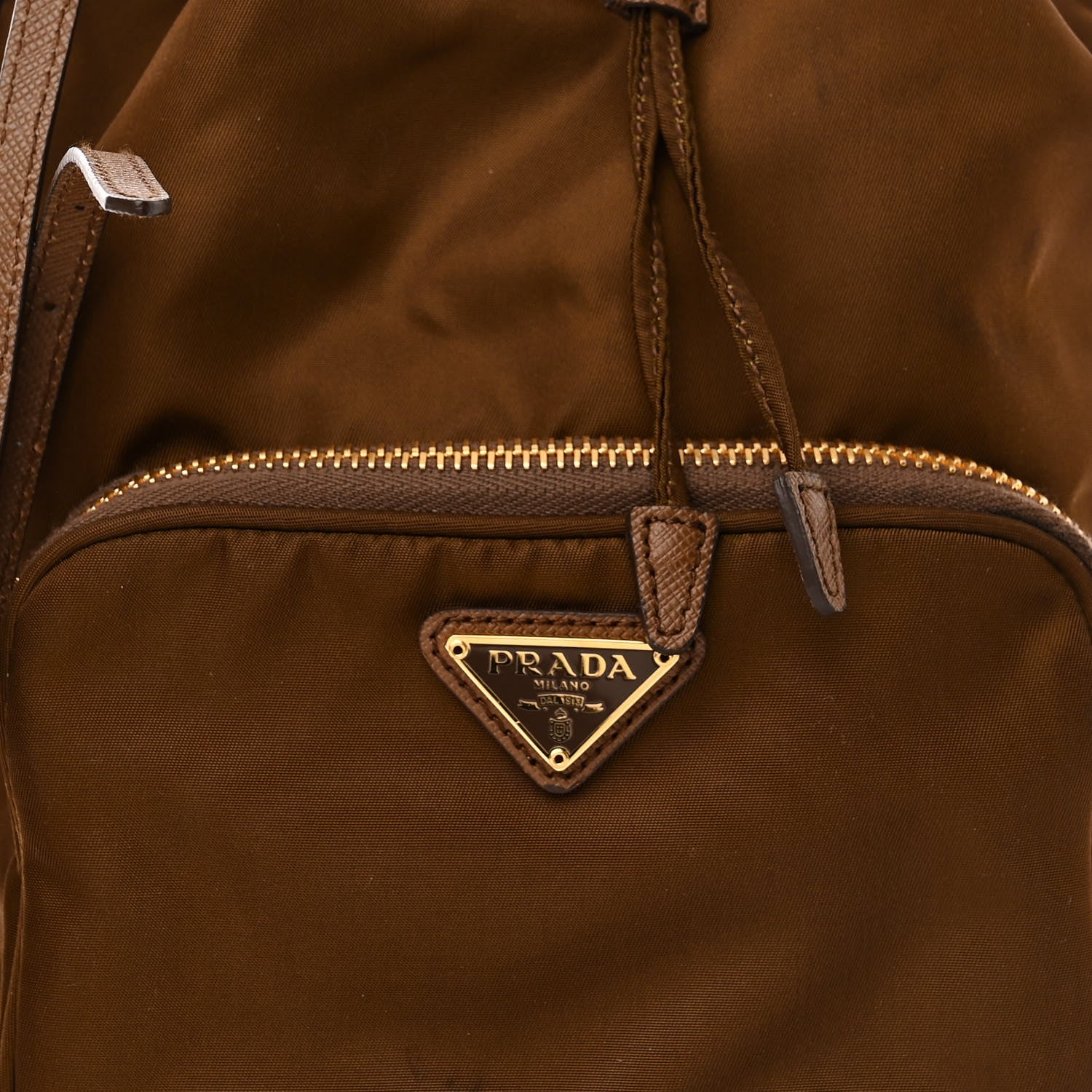 Prada Saffiano Tessuto Nylon Mini Bucket Crossbody Bag Cacao 9 of 11