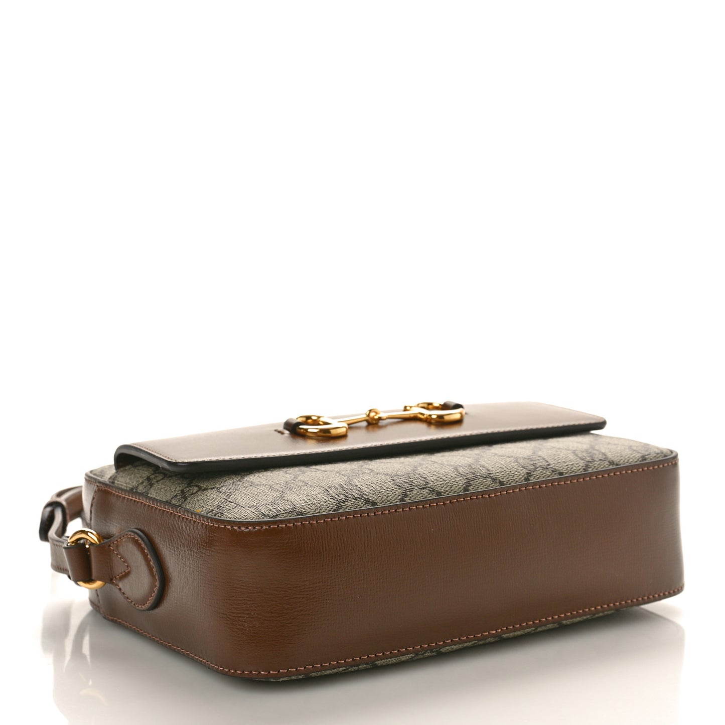 GG Supreme Monogram Small Horsebit 1955 Shoulder Bag Beige Brown Sugar