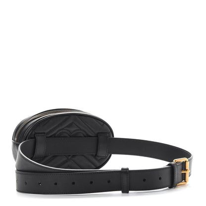Gucci Calfskin Matelasse GG Marmont Belt Bag 75 30 Black 3 of 10