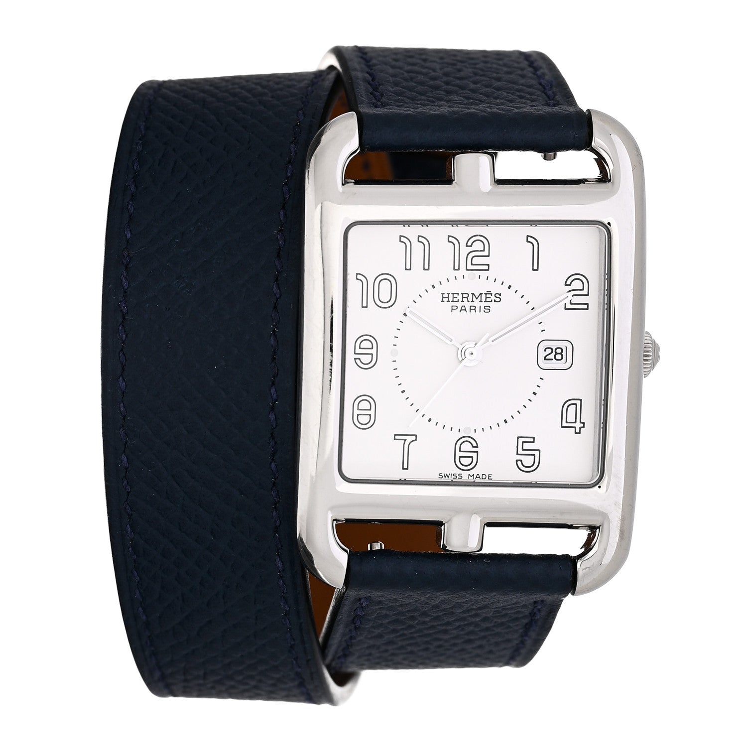 Hermes Stainless Steel Epsom 29mm Cape Cod Double Tour Quartz Watch Noir 1 of 4