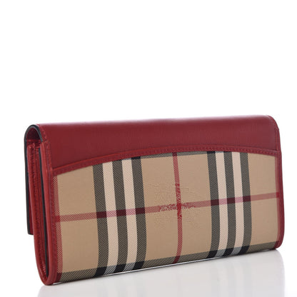 Burberry Calfskin House Check Continental Wallet Red 3 of 7