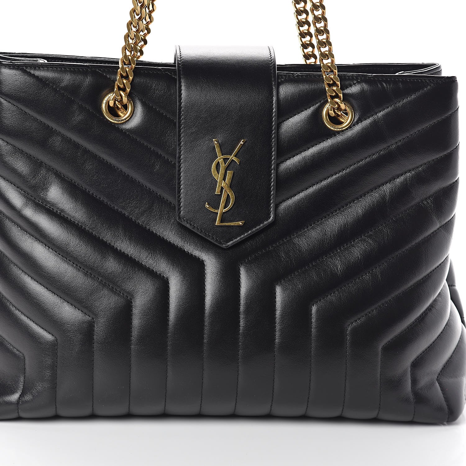 Saint Laurent Calfskin Y Quilted Monogram Large Loulou Shopper Black 7 of 9