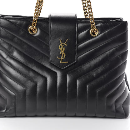Saint Laurent Calfskin Y Quilted Monogram Large Loulou Shopper Black 7 of 9