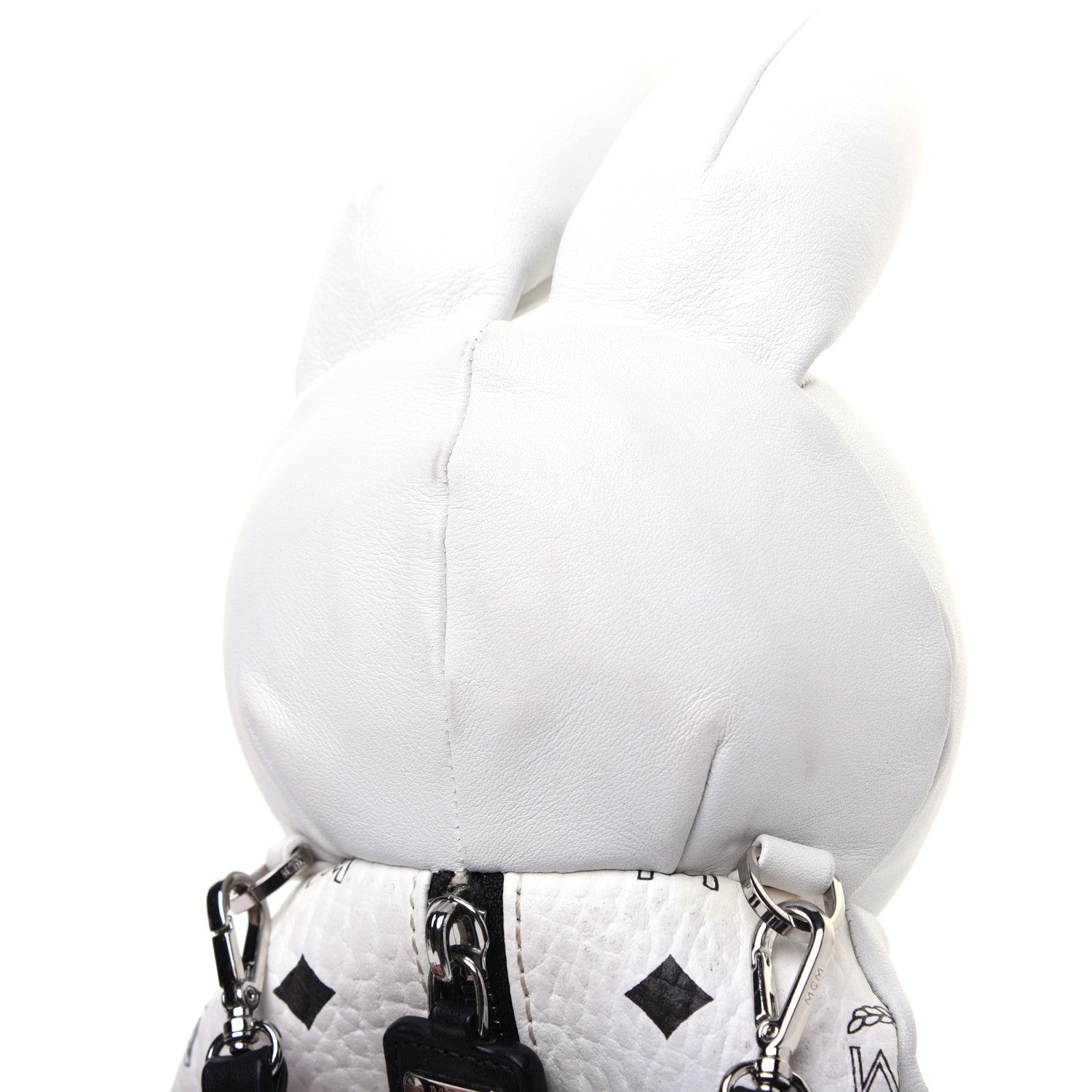 MCM Calfskin Visetos Rabbit Zoo Doll Crossbody White 12 of 20