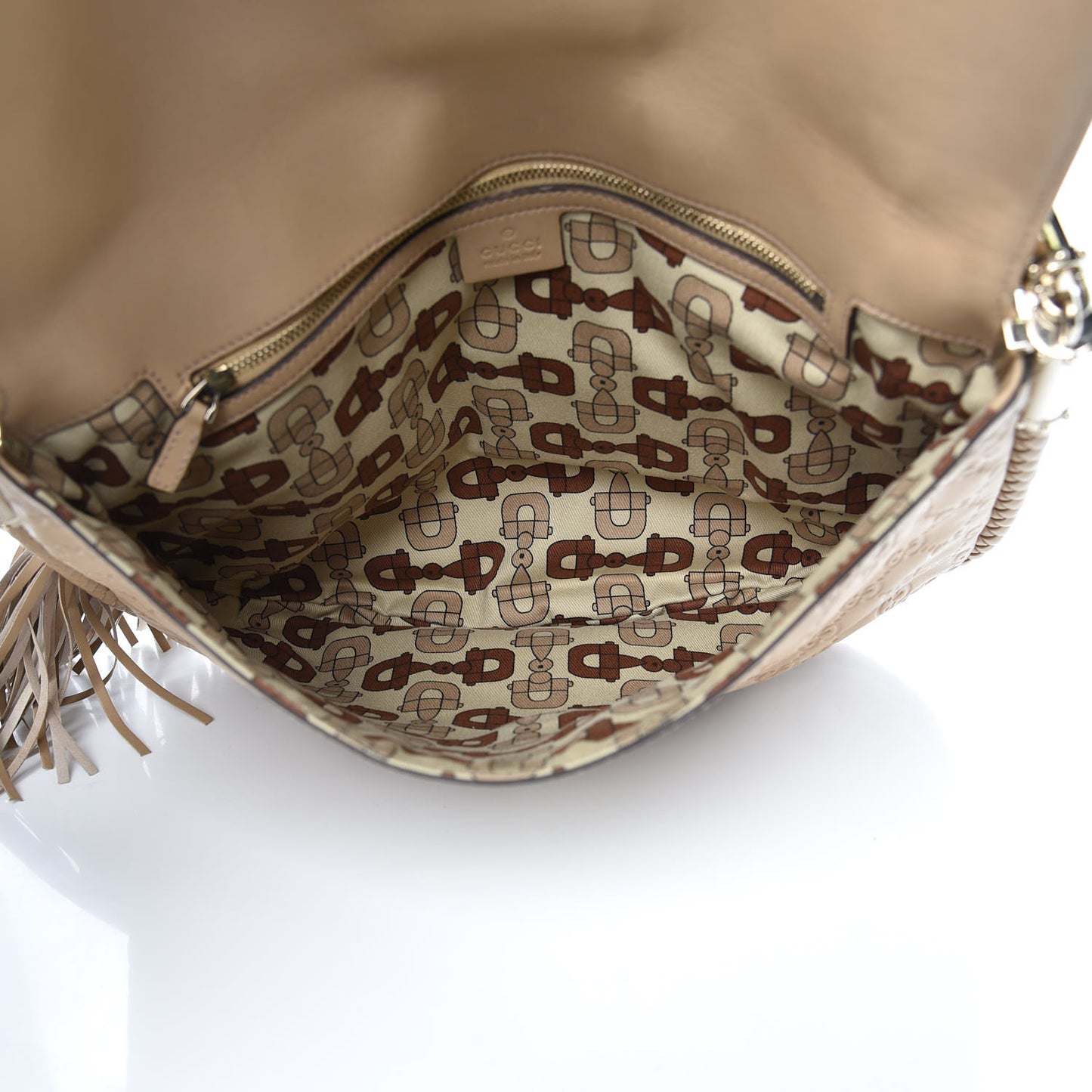 Guccissima Medium Britt Tassel Shoulder Bag Beige