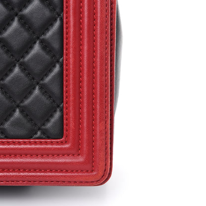 Chanel Lambskin Quilted Large Boy Flap Black Red 12 of 17
