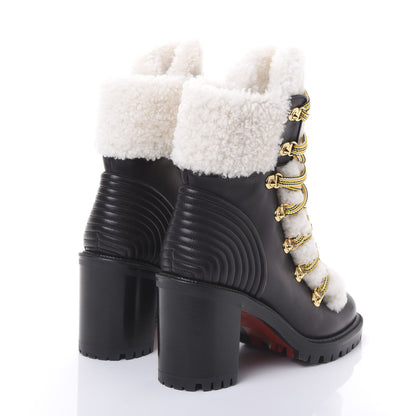 Christian Louboutin Calfskin Shearling Yetita 70 Hiker Booties 38 Black 4 of 8